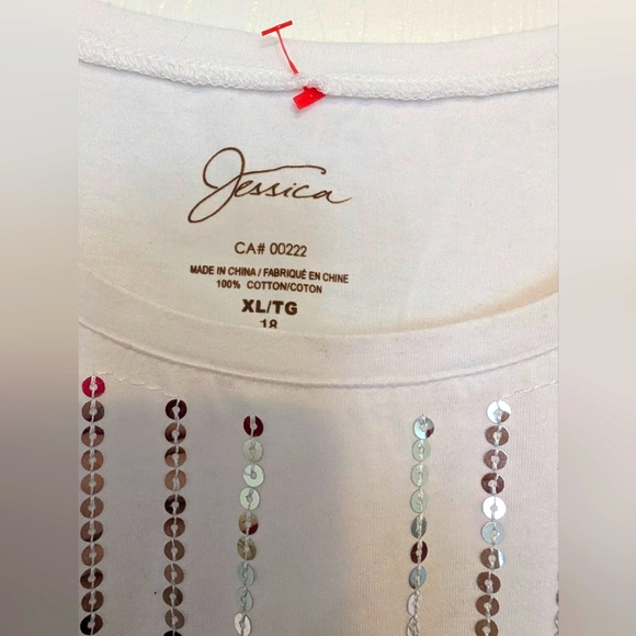 Not Jessica white 🤍 top w/ silver bling 😍size 18 / XL - Picture 2 of 4